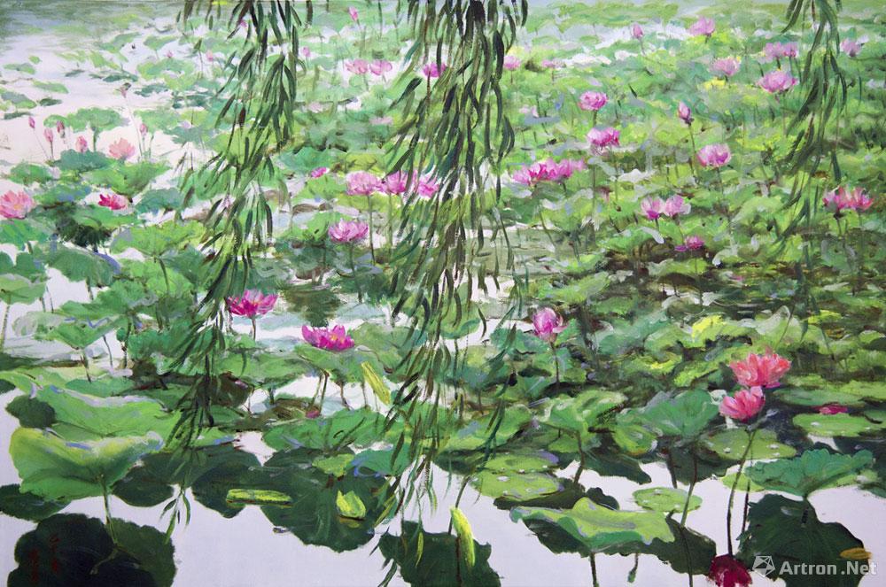 柳岸花明 Willow and Blooming Lotus_莲舞盛夏_唐寅（当代）作品展_唐寅（当代）在线作品_唐寅（当代）官方网站-雅昌艺术家网
