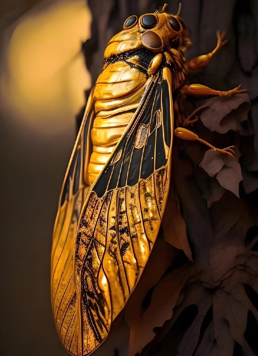 卜算子-咏秋（中华通韵）词||朱学钦夜寂火萤飞，风静金蝉叫，屋后蛐蛐乱