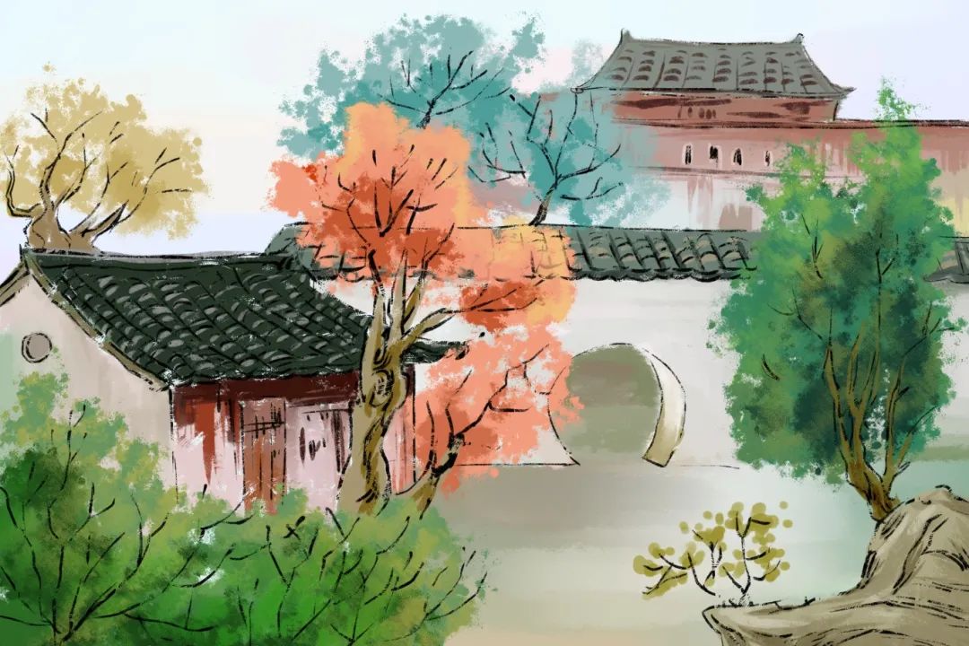 【插画原画】水墨的树林和房屋_副本.jpg