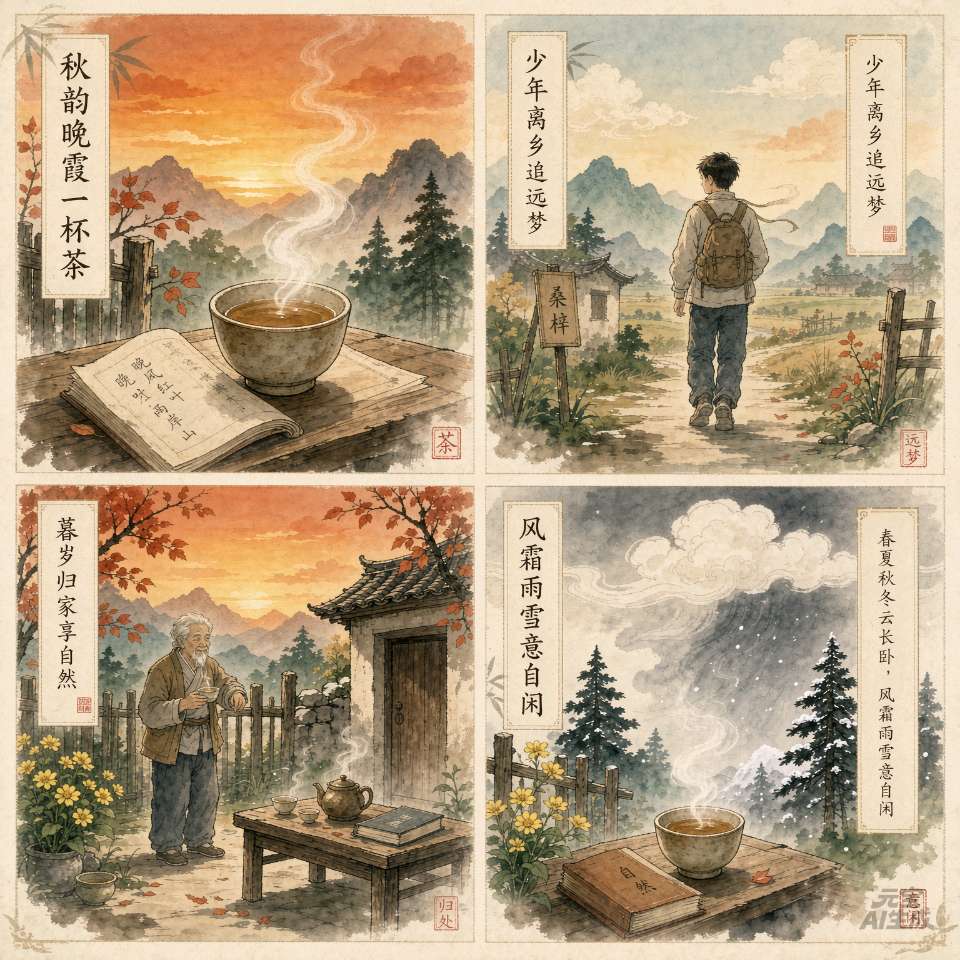 秋韵晚霞一杯茶——甘会文/（每日诗记）